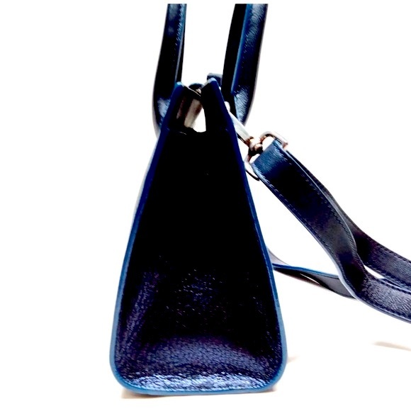Auth Jimmy Choo Mini Metallic Blue Leather 2way Crossbody Top Handle Riley Bag - Picture 3 of 9